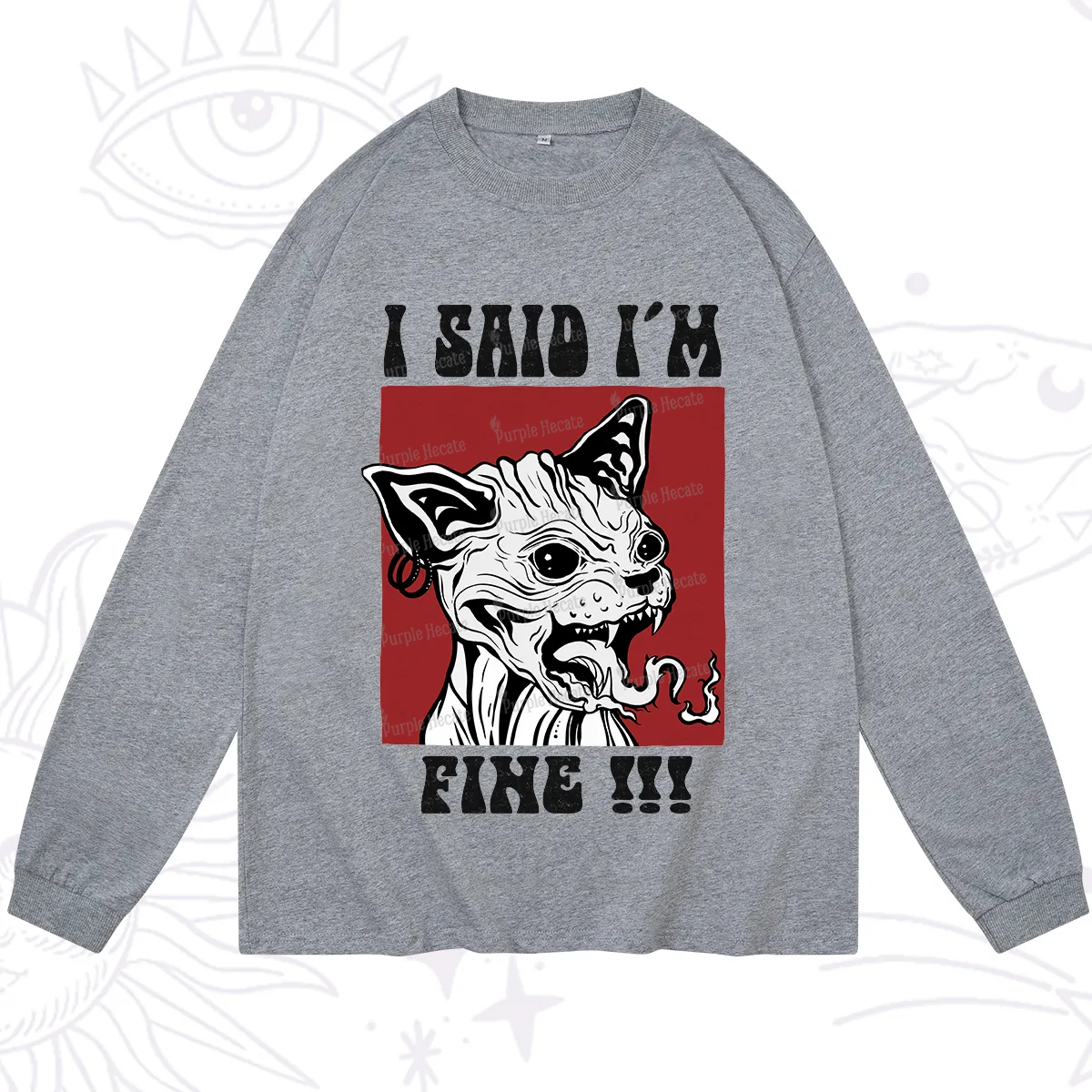 Purplehecate Angry Cat Long Sleeve T-Shirt