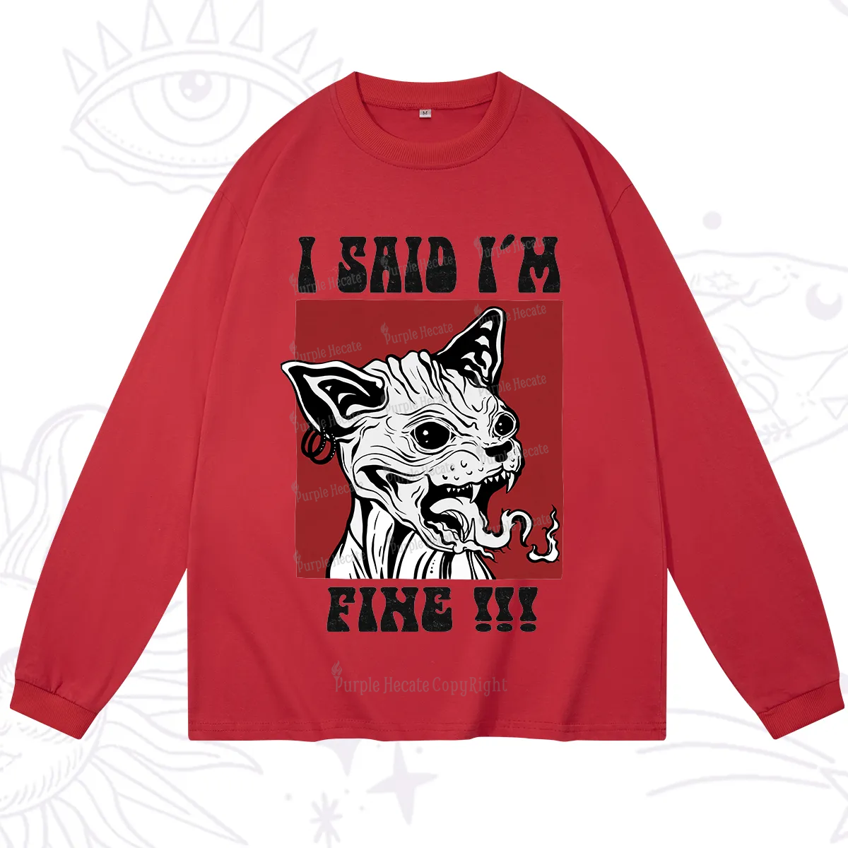 Purplehecate Angry Cat Long Sleeve T-Shirt