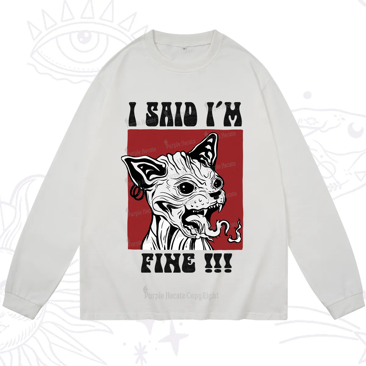 Purplehecate Angry Cat Long Sleeve T-Shirt