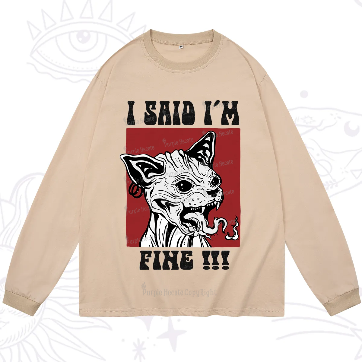 Purplehecate Angry Cat Long Sleeve T-Shirt