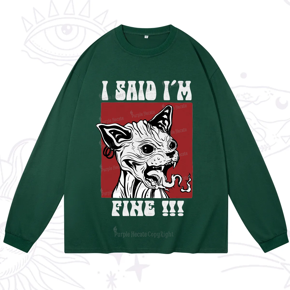 Purplehecate Angry Cat Long Sleeve T-Shirt