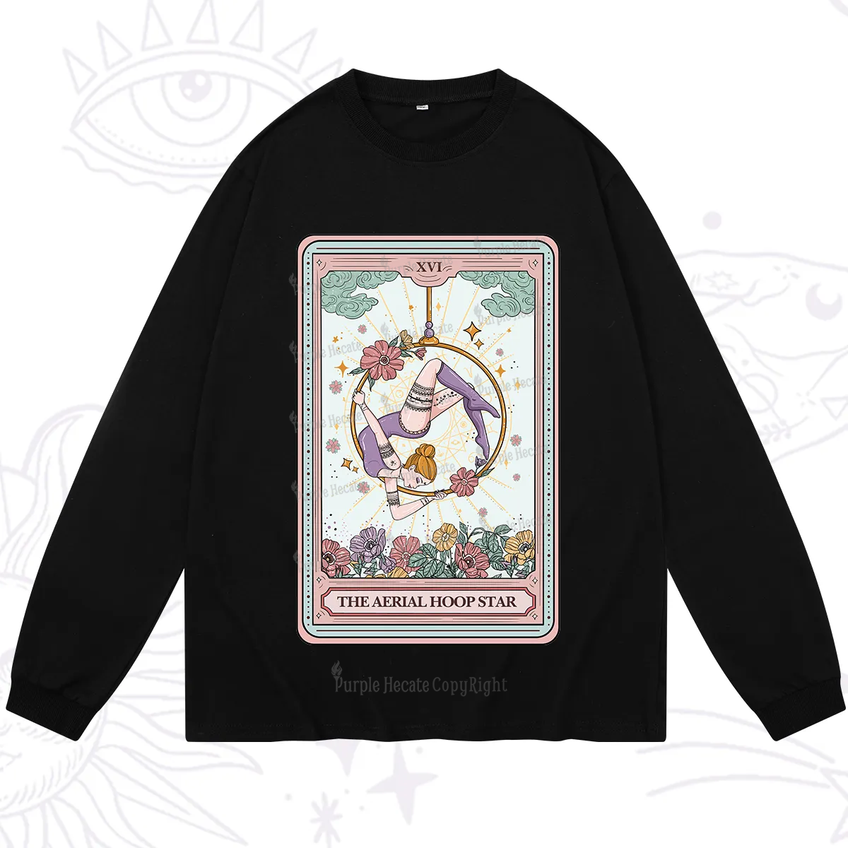 Purplehecate The Aerial Hoop Star Tarot Card Long Sleeve T-Shirt