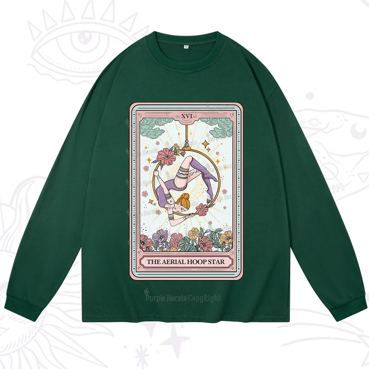Purplehecate The Aerial Hoop Star Tarot Card Long Sleeve T-Shirt