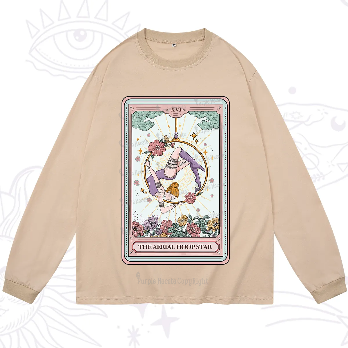 Purplehecate The Aerial Hoop Star Tarot Card Long Sleeve T-Shirt