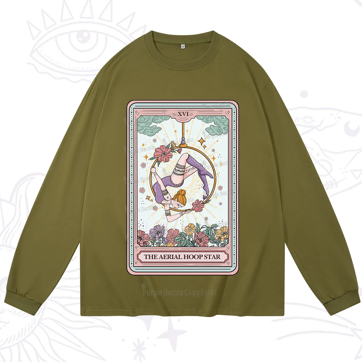 Purplehecate The Aerial Hoop Star Tarot Card Long Sleeve T-Shirt