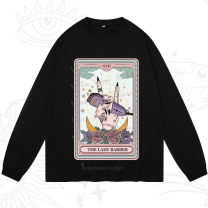 Purplehecate The Lady Barber Tarot Card Long Sleeve T-Shirt
