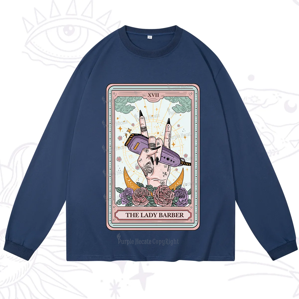 Purplehecate The Lady Barber Tarot Card Long Sleeve T-Shirt