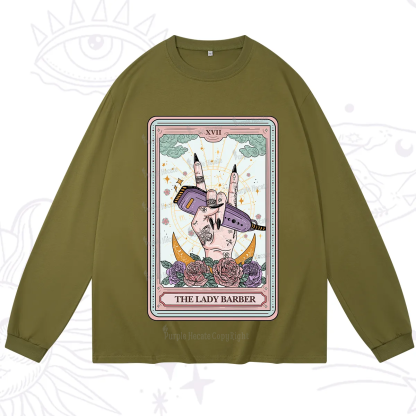 Purplehecate The Lady Barber Tarot Card Long Sleeve T-Shirt