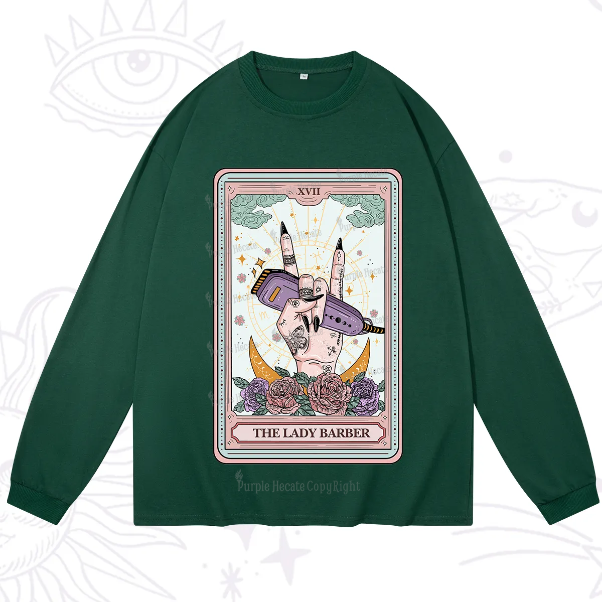 Purplehecate The Lady Barber Tarot Card Long Sleeve T-Shirt