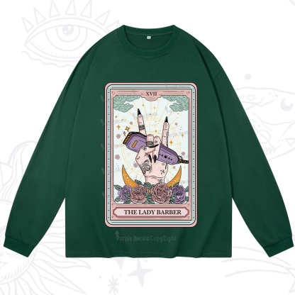 Purplehecate The Lady Barber Tarot Card Long Sleeve T-Shirt