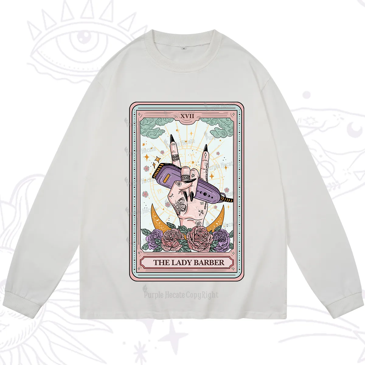 Purplehecate The Lady Barber Tarot Card Long Sleeve T-Shirt