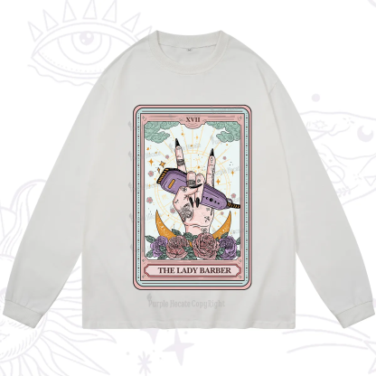 Purplehecate The Lady Barber Tarot Card Long Sleeve T-Shirt