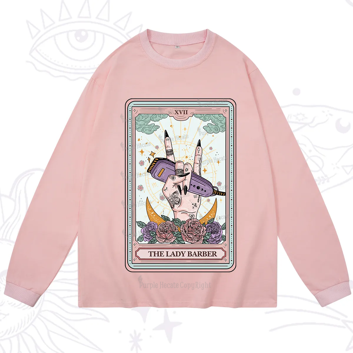 Purplehecate The Lady Barber Tarot Card Long Sleeve T-Shirt
