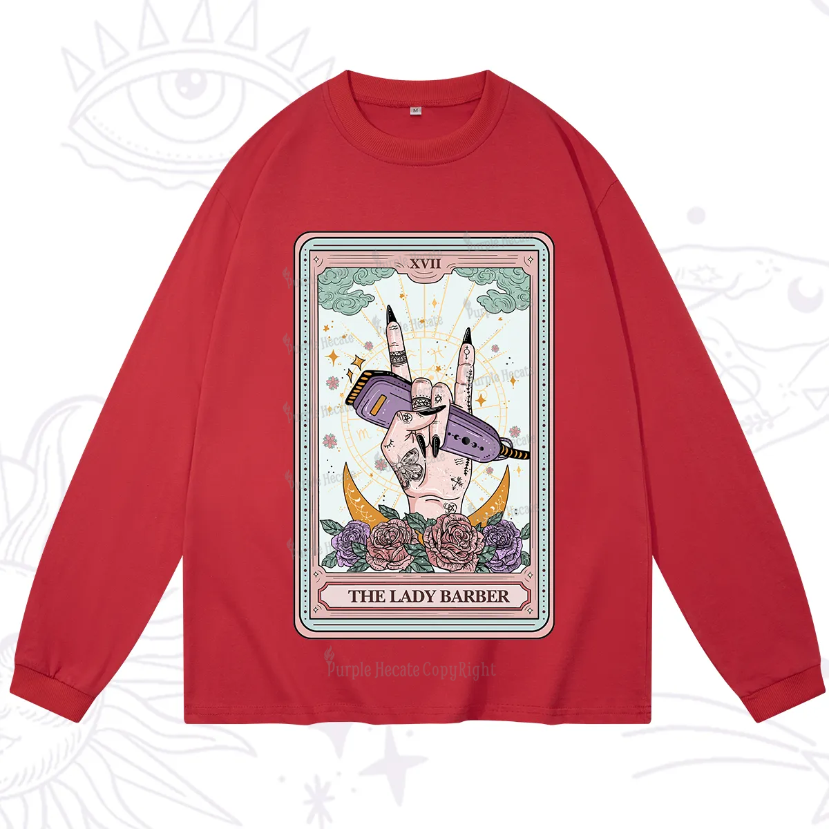Purplehecate The Lady Barber Tarot Card Long Sleeve T-Shirt