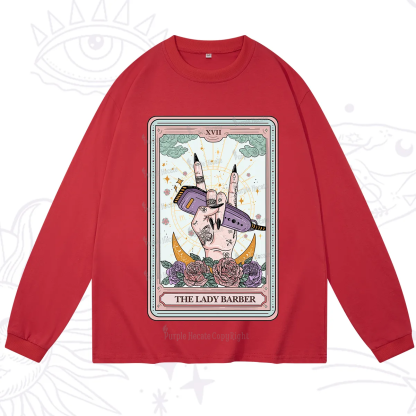 Purplehecate The Lady Barber Tarot Card Long Sleeve T-Shirt