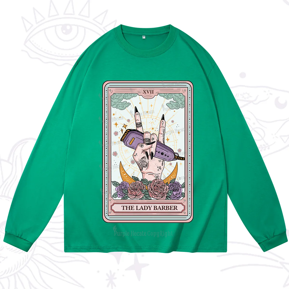 Purplehecate The Lady Barber Tarot Card Long Sleeve T-Shirt