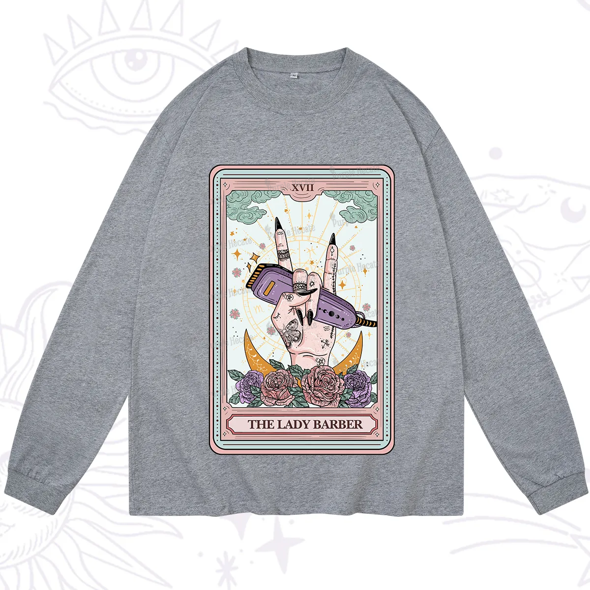 Purplehecate The Lady Barber Tarot Card Long Sleeve T-Shirt