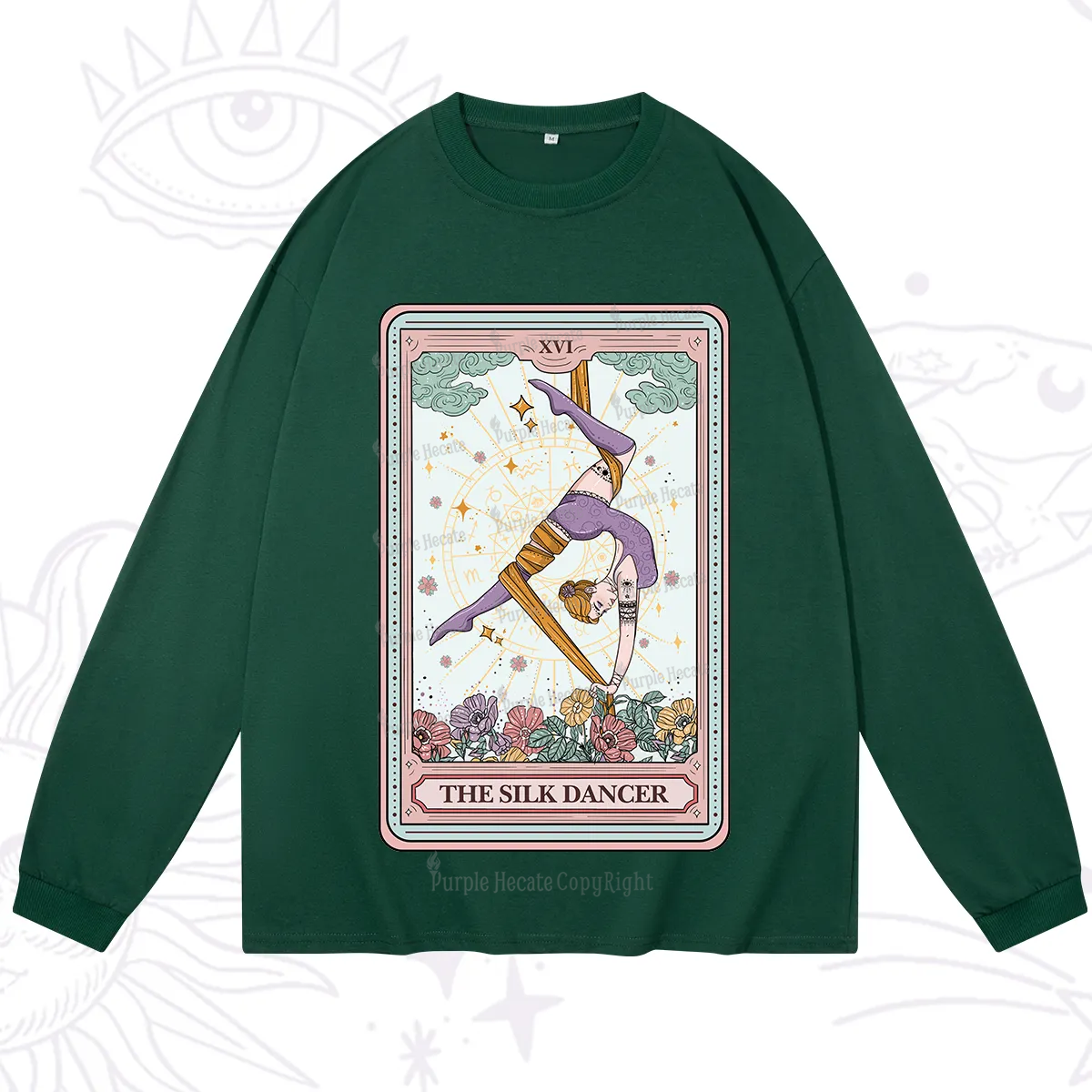 Purplehecate The Aerial Hoop Star Tarot Card Long Sleeve T-Shirt