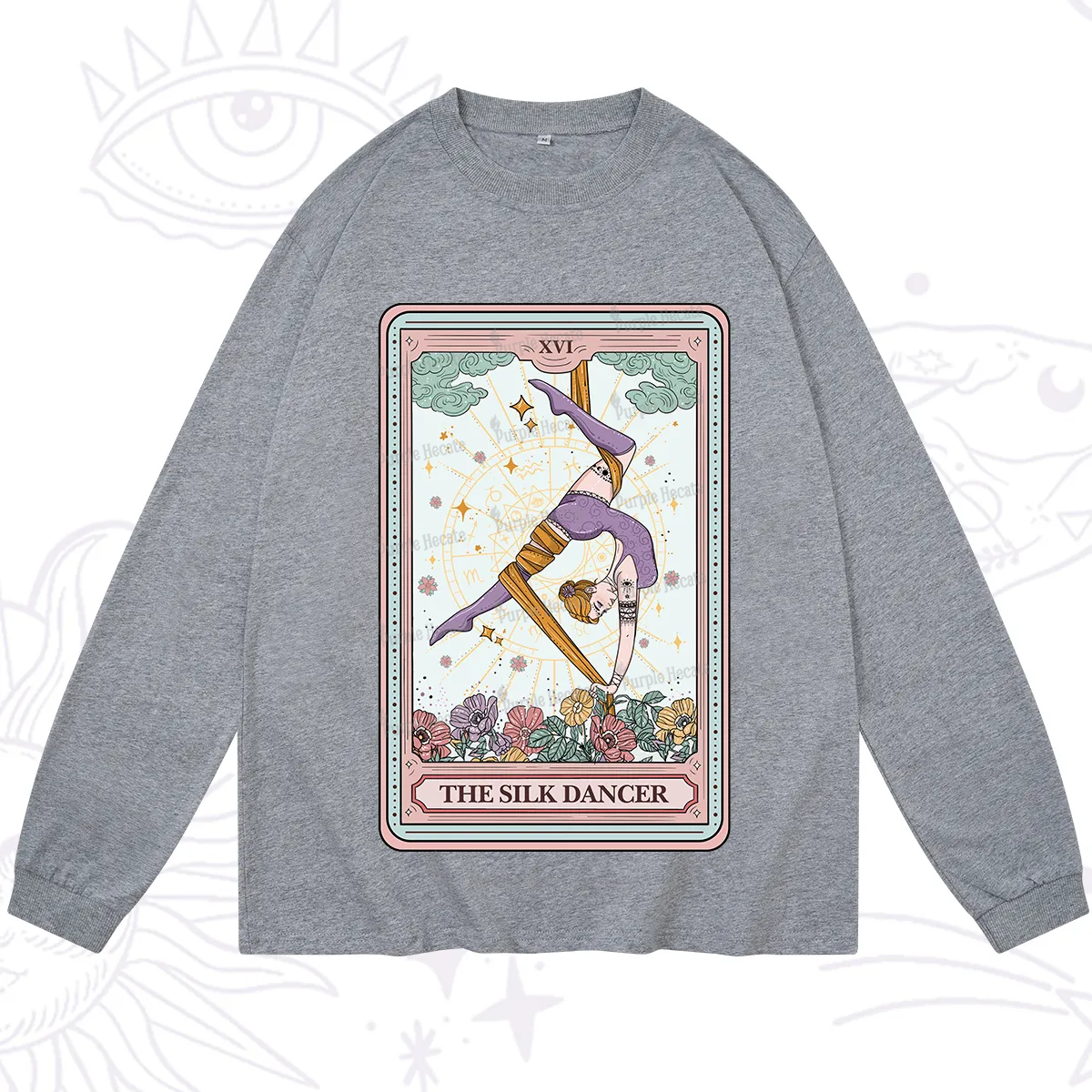 Purplehecate The Aerial Hoop Star Tarot Card Long Sleeve T-Shirt