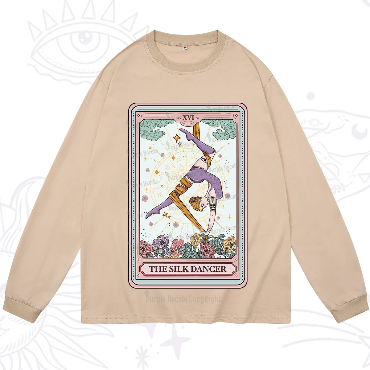 Purplehecate The Aerial Hoop Star Tarot Card Long Sleeve T-Shirt