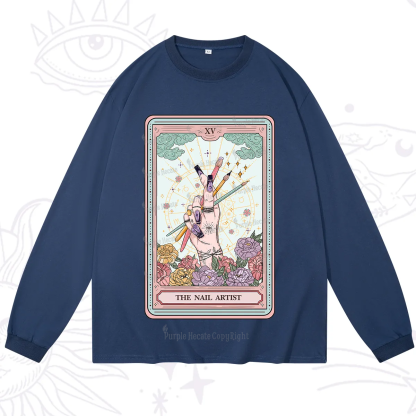 Purplehecate The Enchanted Nail Artist Tarot Card Long Sleeve T-Shirt