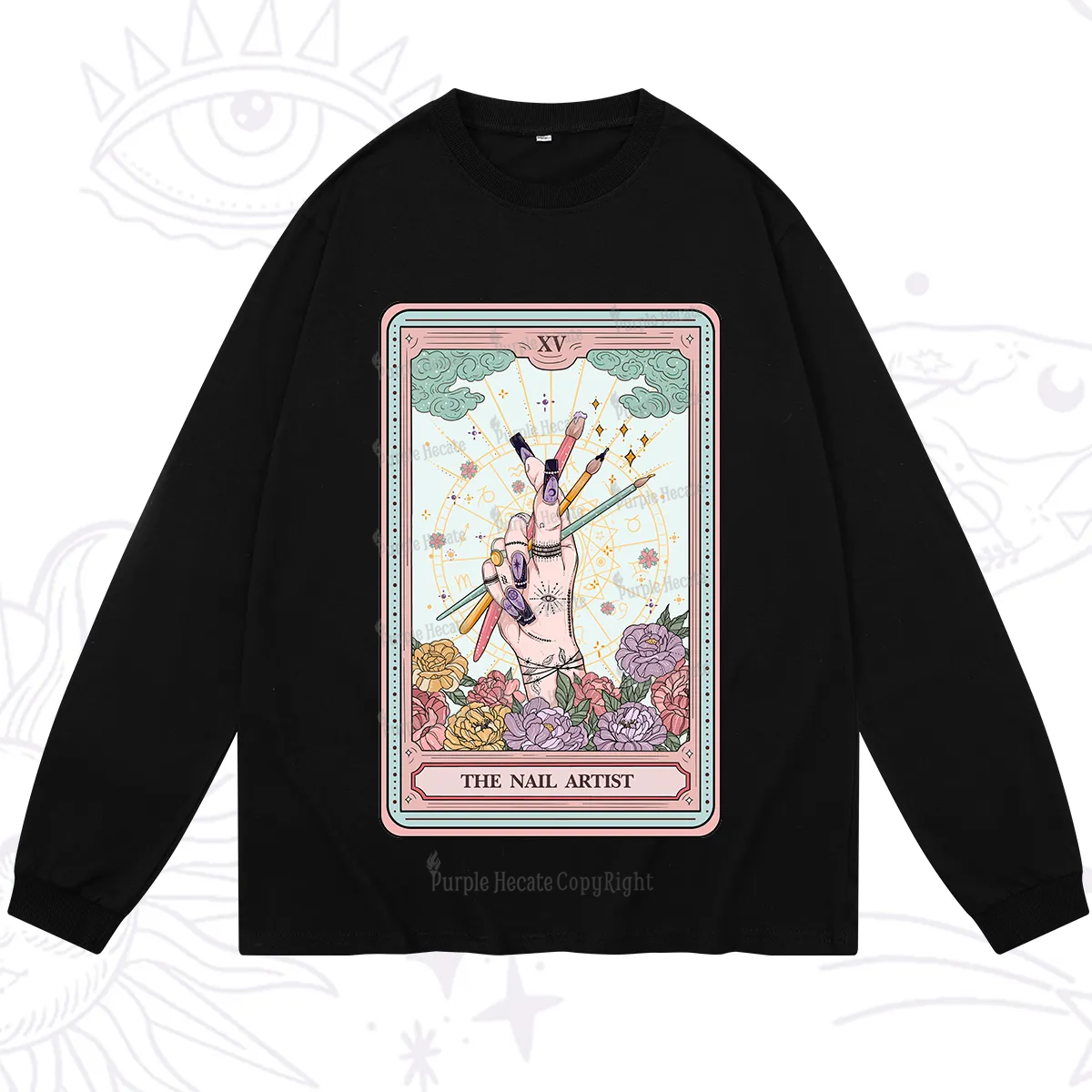 Purplehecate The Enchanted Nail Artist Tarot Card Long Sleeve T-Shirt