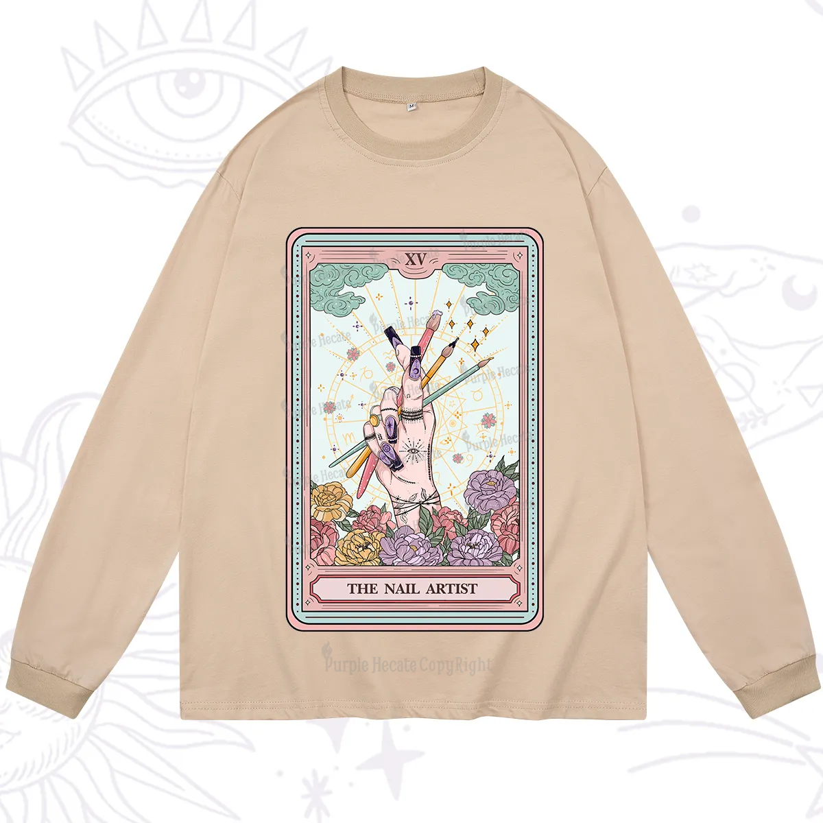 Purplehecate The Enchanted Nail Artist Tarot Card Long Sleeve T-Shirt