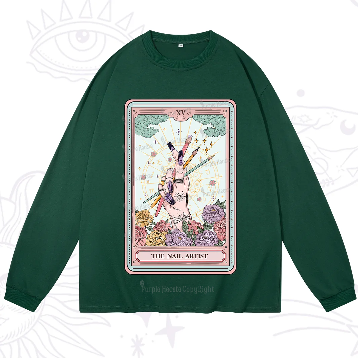 Purplehecate The Enchanted Nail Artist Tarot Card Long Sleeve T-Shirt