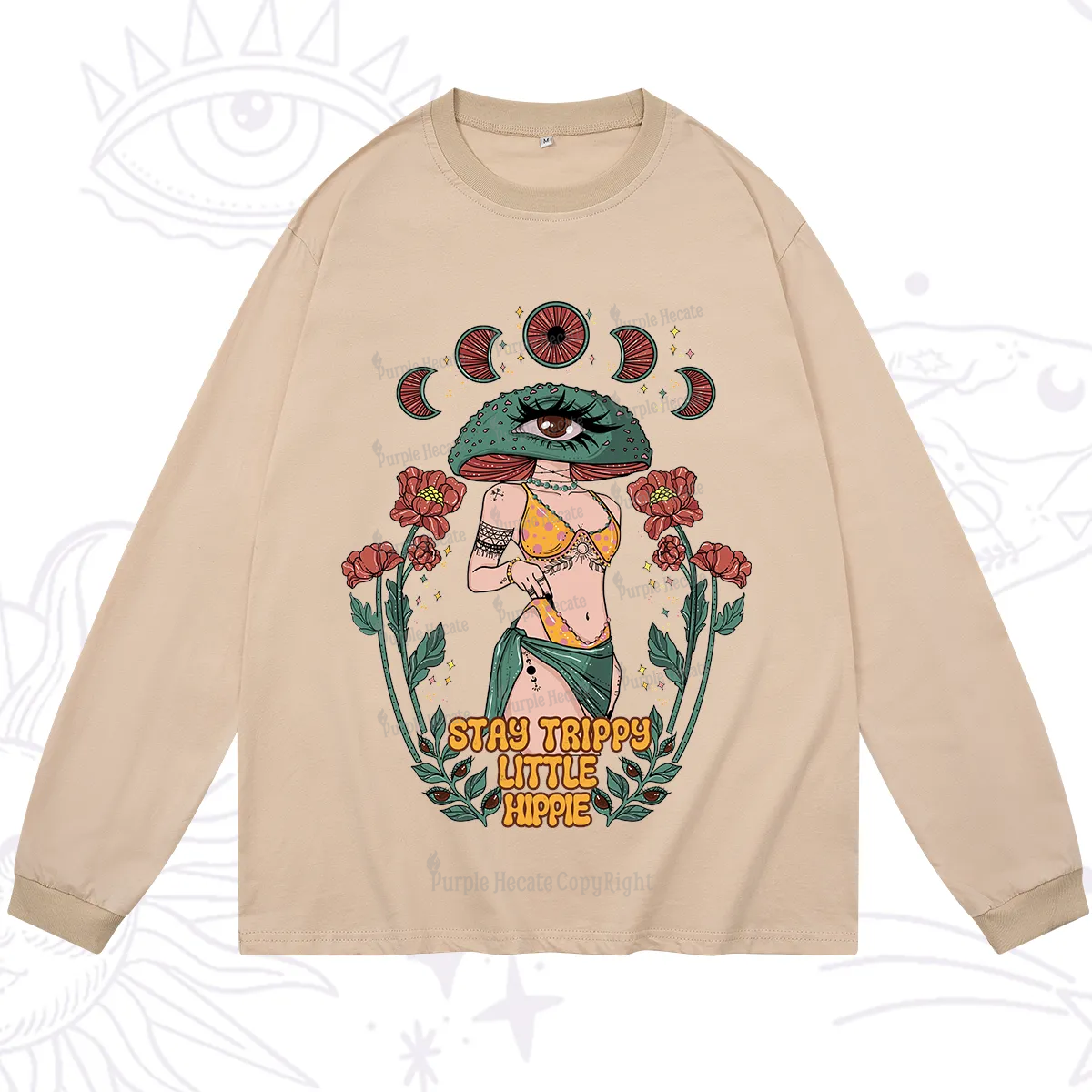 Purplehecate Stay Trippy Little Hippie Long Sleeve T-Shirt