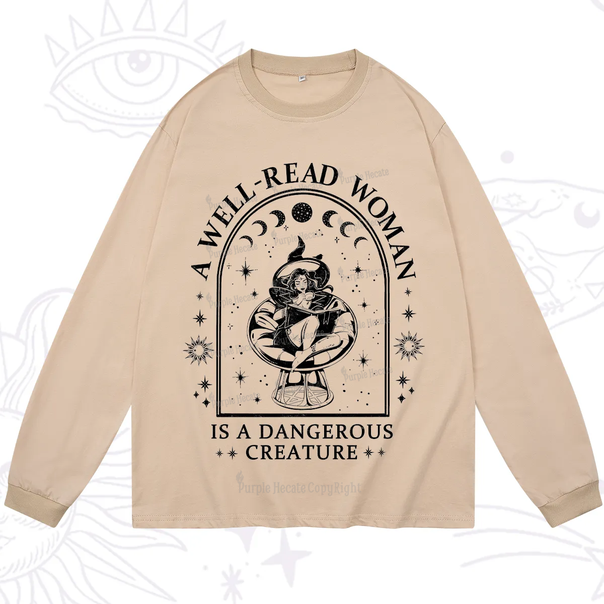 Purplehecate A Well Read Woman Bookish Long Sleeve T-Shirt