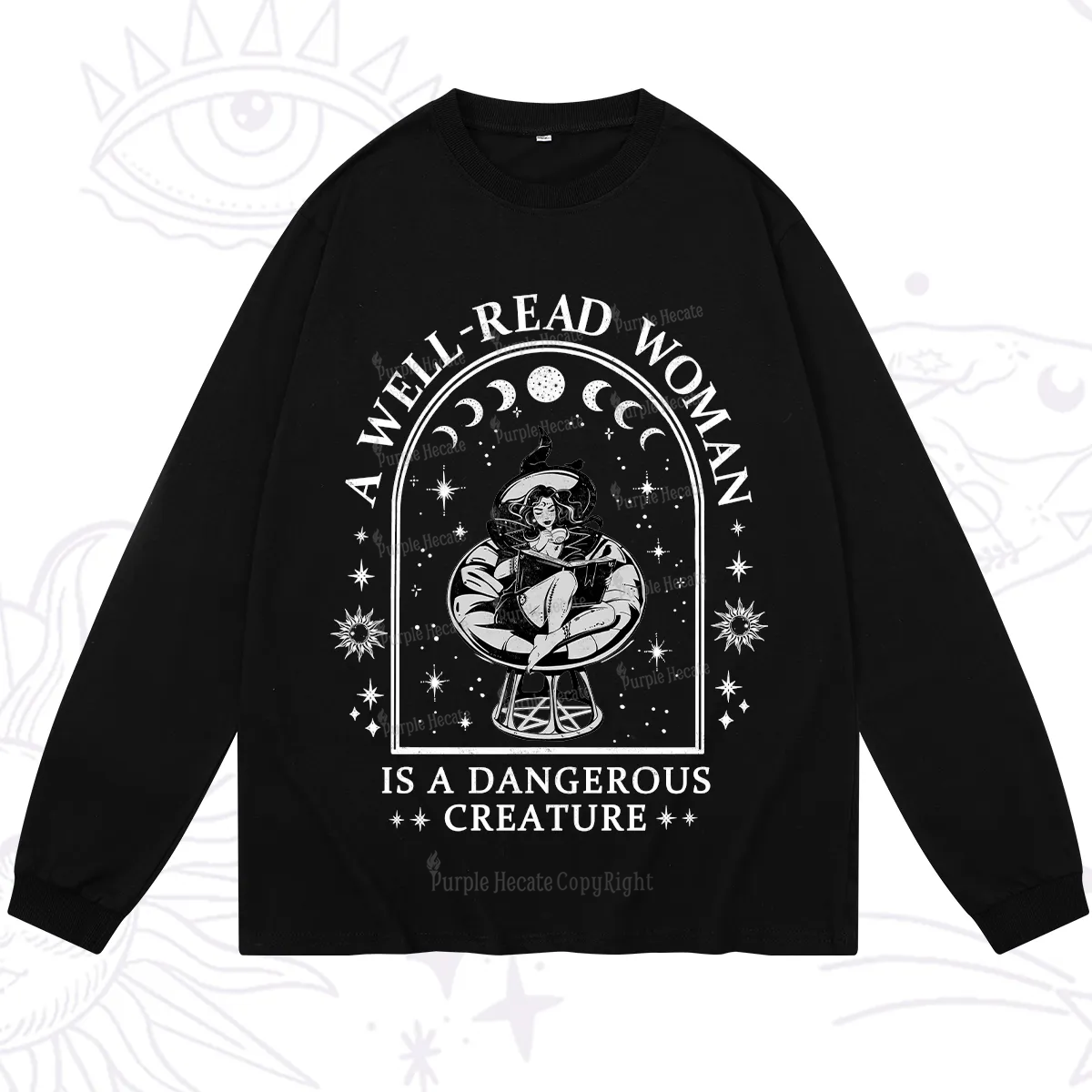 Purplehecate A Well Read Woman Bookish Long Sleeve T-Shirt