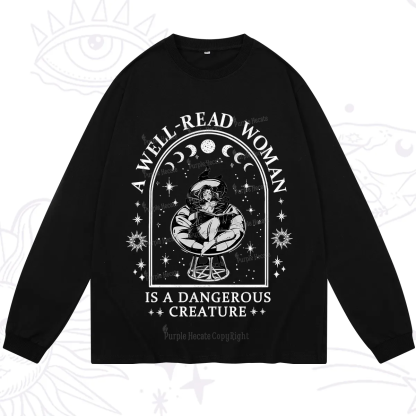 Purplehecate A Well Read Woman Bookish Long Sleeve T-Shirt