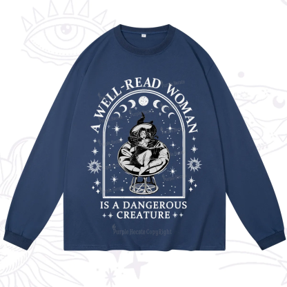 Purplehecate A Well Read Woman Bookish Long Sleeve T-Shirt