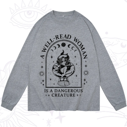 Purplehecate A Well Read Woman Bookish Long Sleeve T-Shirt