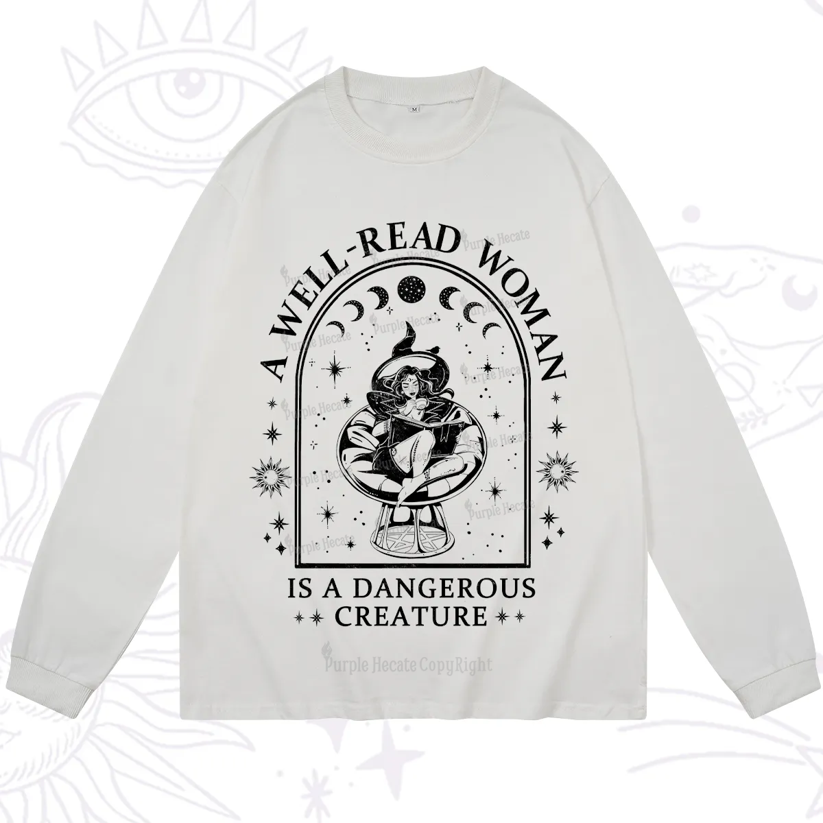 Purplehecate A Well Read Woman Bookish Long Sleeve T-Shirt