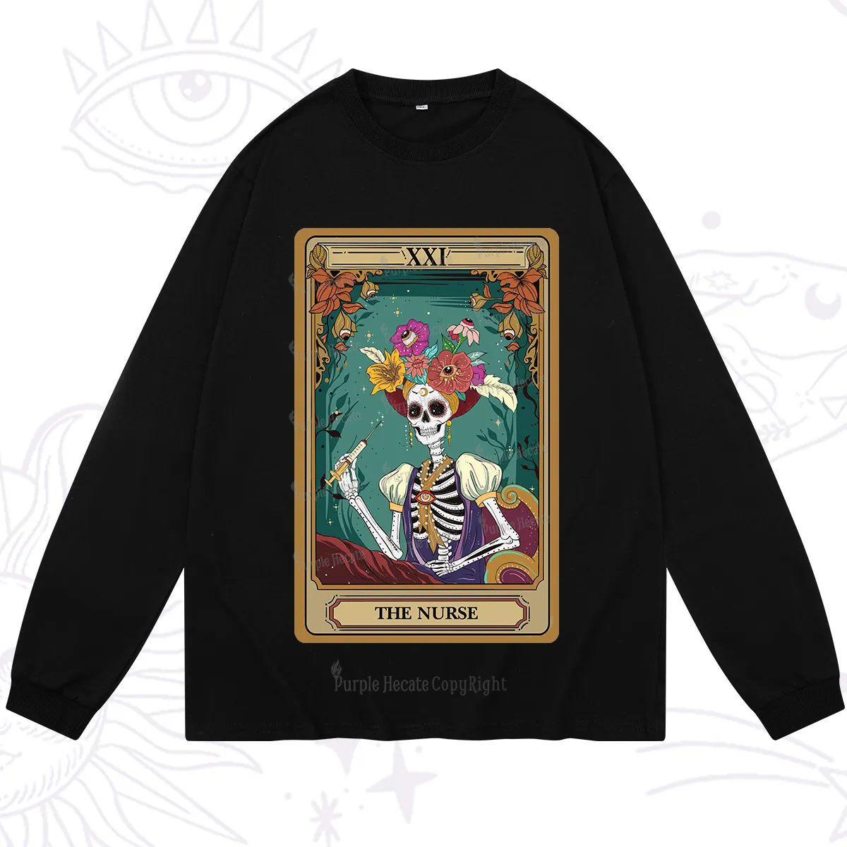 Purplehecate The Nurse Funny Tarot Card Long Sleeve T-Shirt