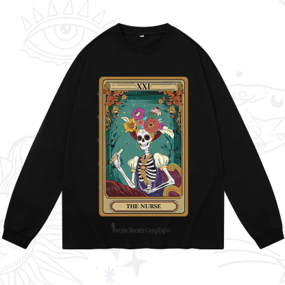 Purplehecate The Nurse Funny Tarot Card Long Sleeve T-Shirt