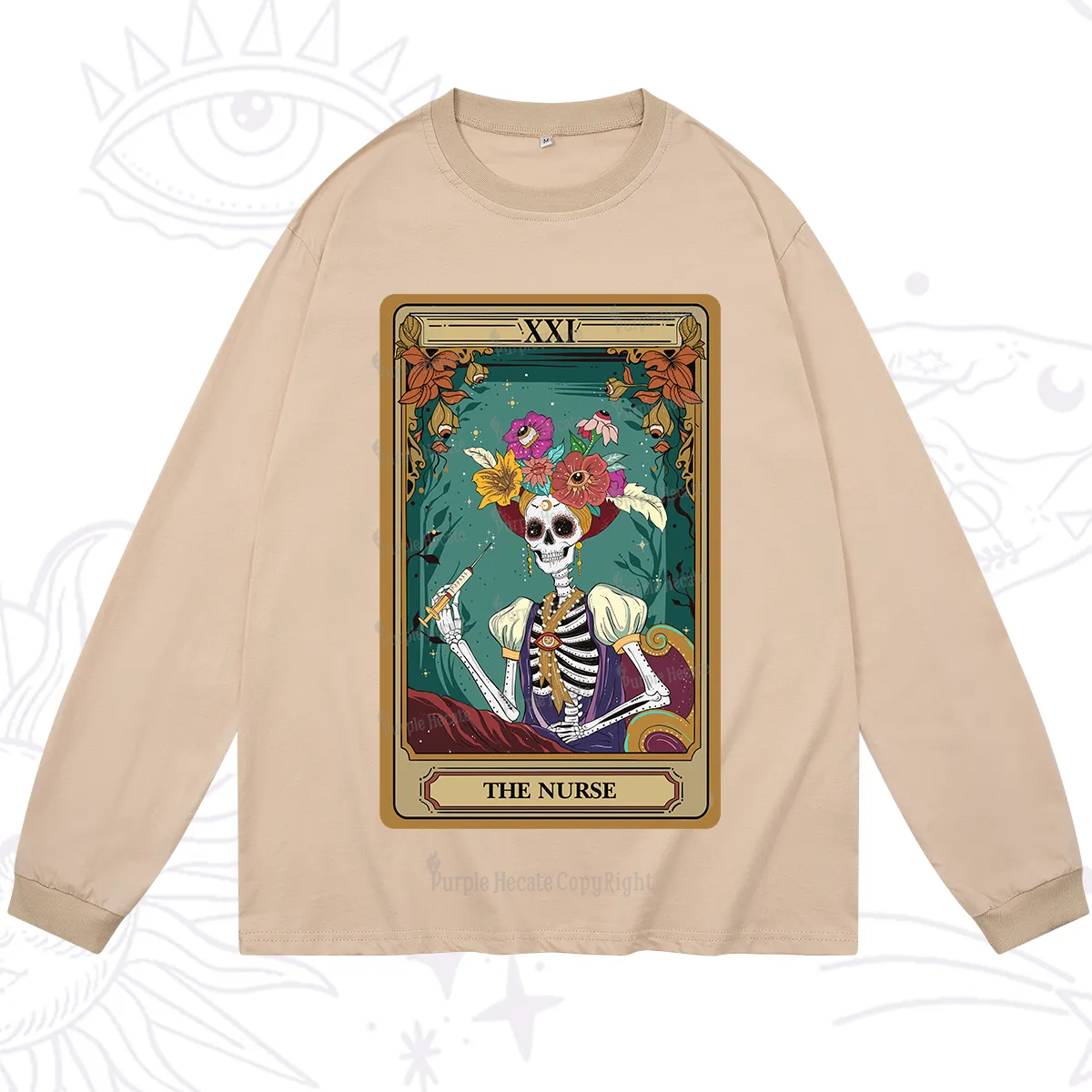 Purplehecate The Nurse Funny Tarot Card Long Sleeve T-Shirt