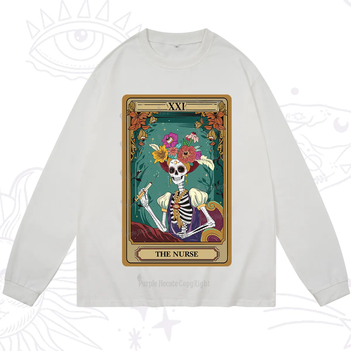 Purplehecate The Nurse Funny Tarot Card Long Sleeve T-Shirt