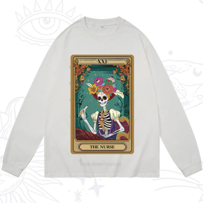 Purplehecate The Nurse Funny Tarot Card Long Sleeve T-Shirt