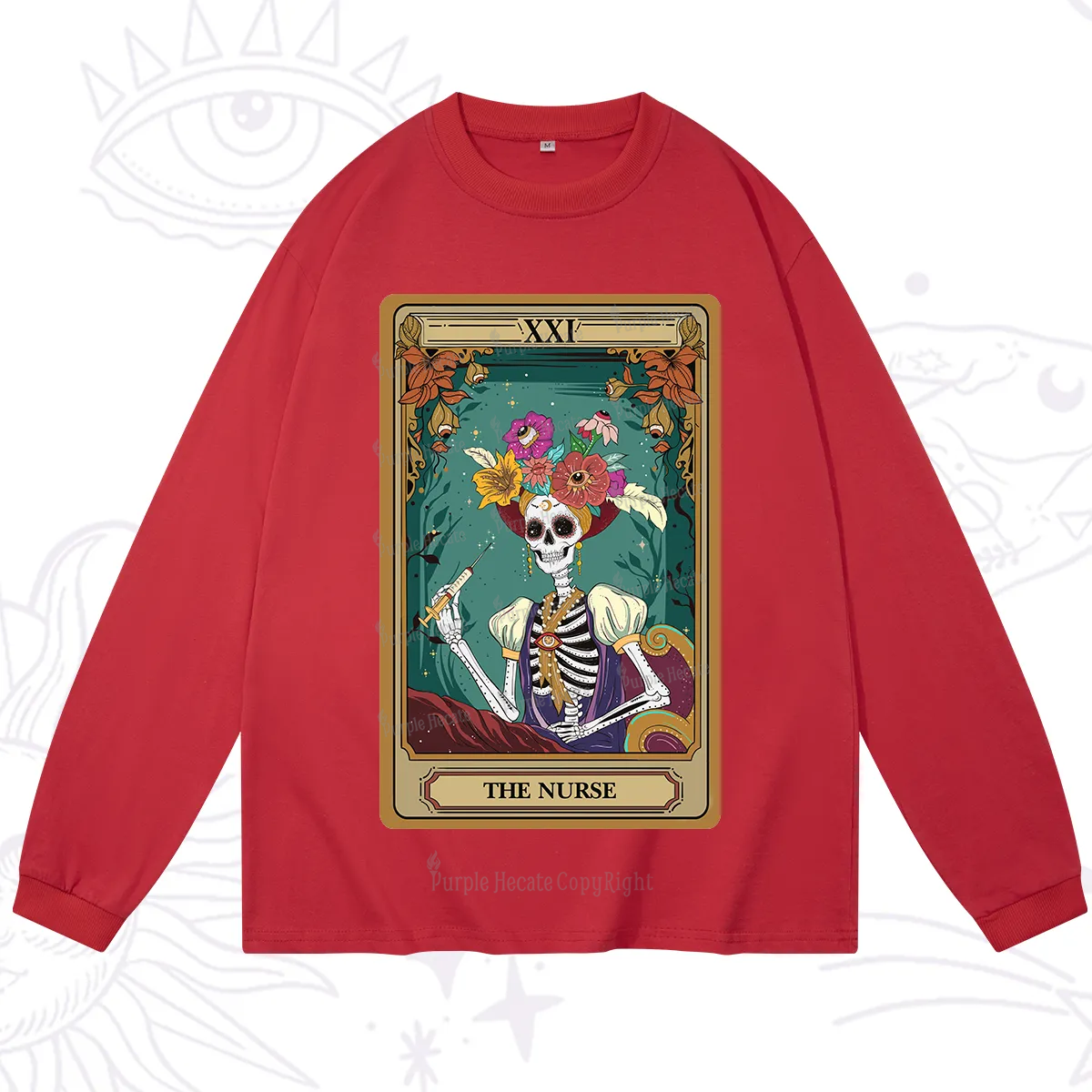 Purplehecate The Nurse Funny Tarot Card Long Sleeve T-Shirt