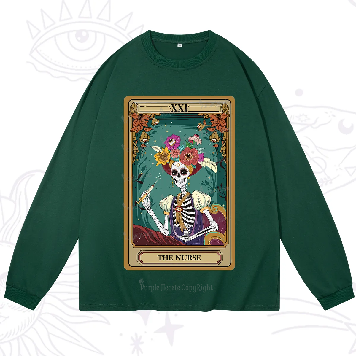 Purplehecate The Nurse Funny Tarot Card Long Sleeve T-Shirt