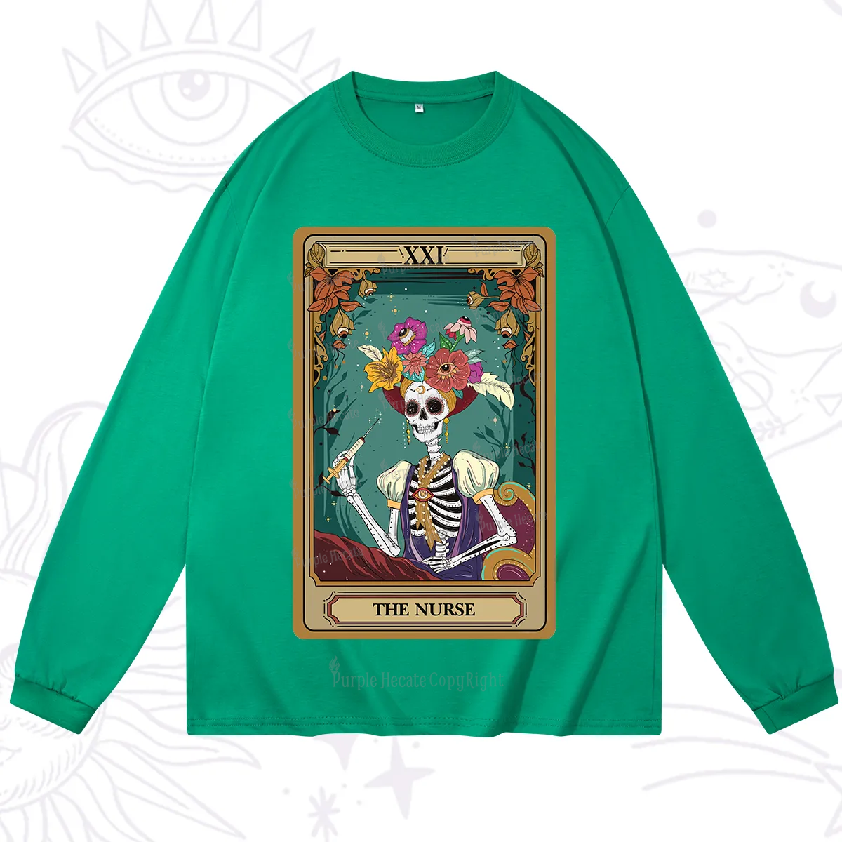 Purplehecate The Nurse Funny Tarot Card Long Sleeve T-Shirt