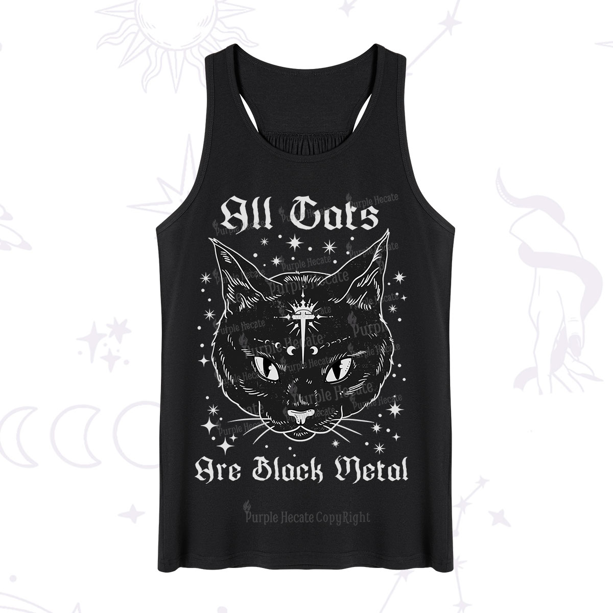 Purplehecate All Cats Are Black Metal Tank