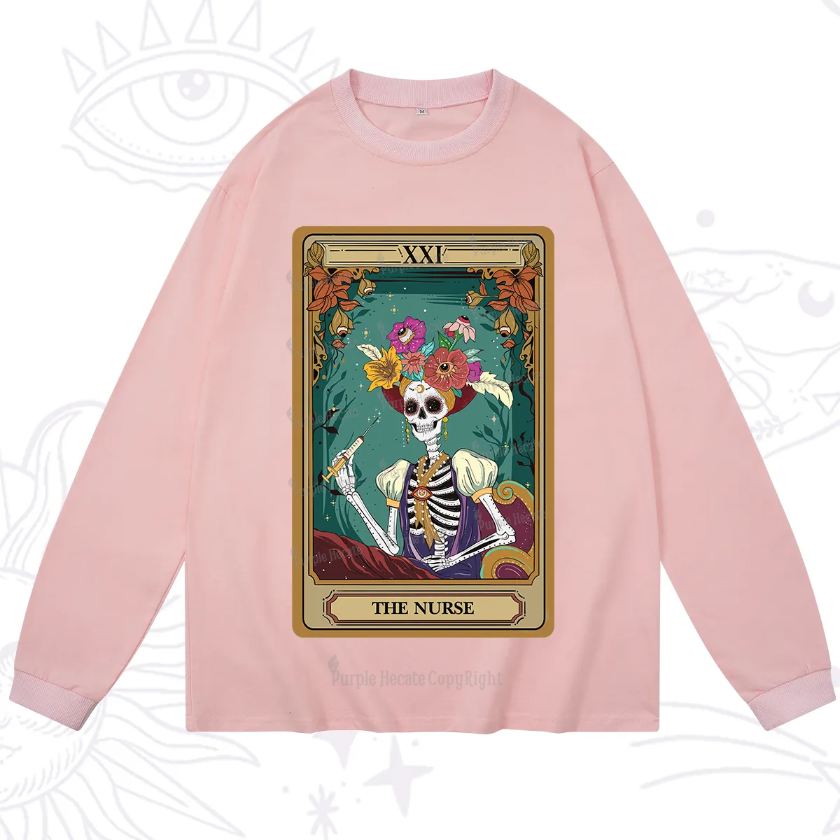 Purplehecate The Nurse Funny Tarot Card Long Sleeve T-Shirt