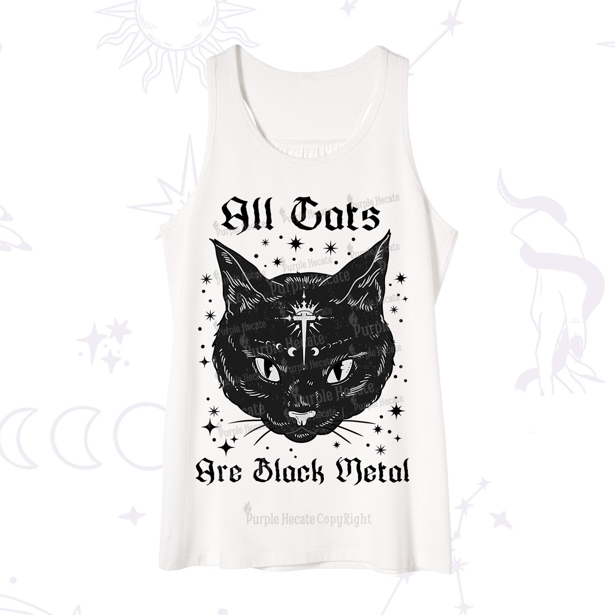 Purplehecate All Cats Are Black Metal Tank