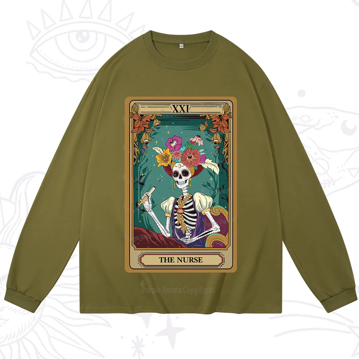 Purplehecate The Nurse Funny Tarot Card Long Sleeve T-Shirt