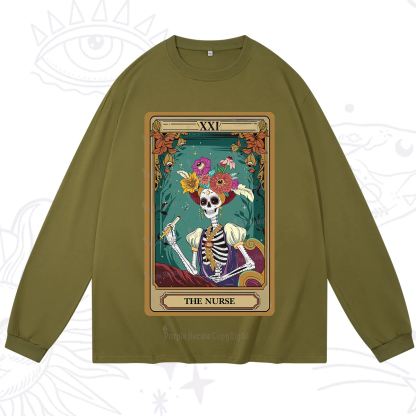 Purplehecate The Nurse Funny Tarot Card Long Sleeve T-Shirt