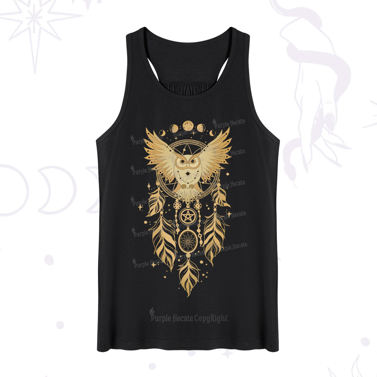 Purplehecate Mystical Owl Dreamcatcher Tank