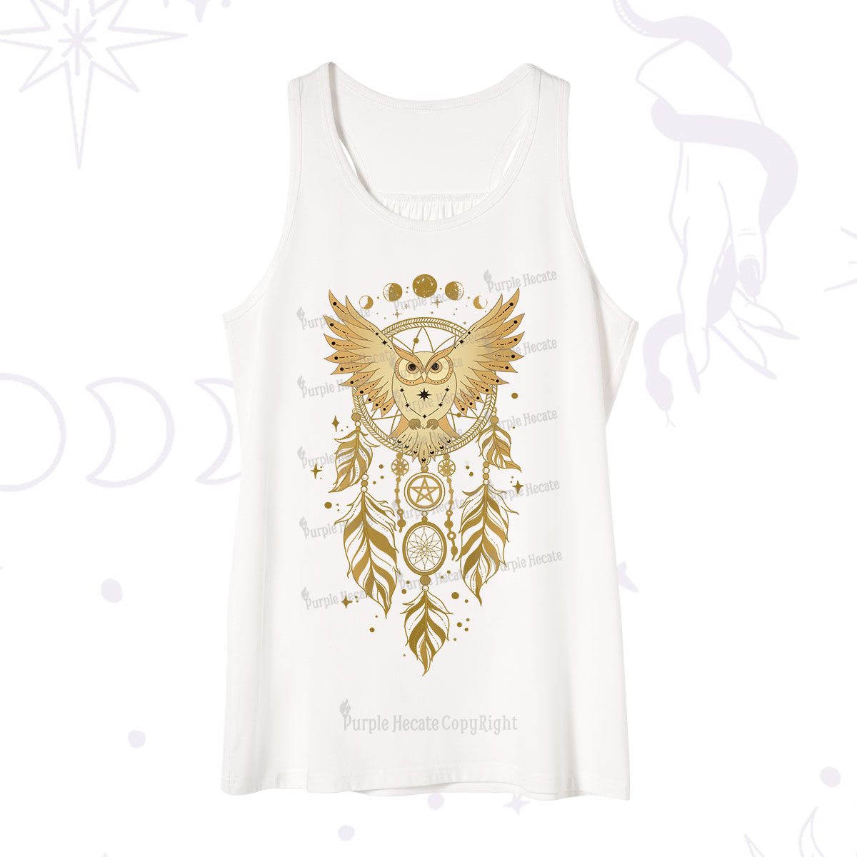Purplehecate Mystical Owl Dreamcatcher Tank